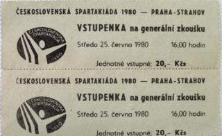 Vstupenka Spartakiáda 1980, generální zkouška
