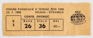 Vstupenka tenis, Pohár Federace, 1986, Štvanice (2)