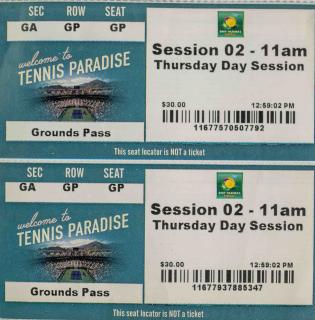 Vstupenka tennis Paradise, ATP 2002, Session 02, 2 ks