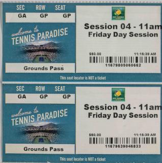 Vstupenka tennis Paradise, ATP 2002, Session 04, 2 ks