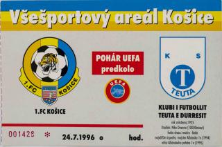 Vstupenka UEFA, 1. FC Košice v. Teuta, 1996