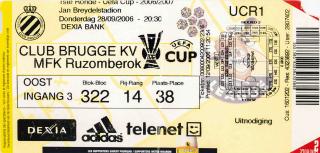 Vstupenka UEFA, club Brugge KV v. MFK Ružomeberok, 2006