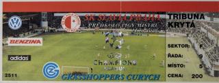 Vstupenka UEFA CUP 96/97, S.K. Slavia- Grasshoppers Zurich