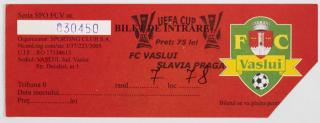 Vstupenka UEFA, FC Vaslui v. Slavia Praga, 2007