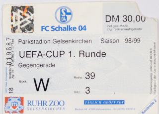 Vstupenka  UEFA, Schalke 04 v. Slavia Prag, 1 runde, 1998, II