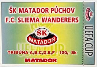 Vstupenka UEFA, ŠK Matador Púchov v. FC Sliema Wanderers, 2