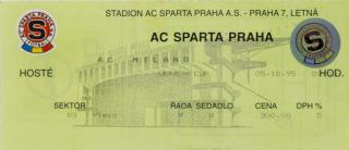 Vstupenka UEFA , Sparta Praha v. AC Milano, 1995
