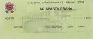 Vstupenka UEFA , Sparta Praha v. Bohemians Praha, 1996