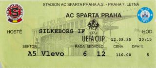 Vstupenka UEFA , Sparta Praha v. Silkeborg IF, 1995 (2)
