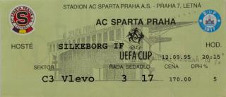 Vstupenka UEFA , Sparta Praha v. Silkeborg IF, 1995