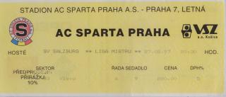 Vstupenka UEFA , Sparta Praha v. SV Salzburg, CHL 1997 (3)