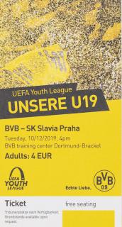Vstupenka UEFA YL U19, Borussia v Slavia, 2019/20