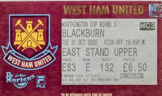 Vstupenka, West Ham United v. Blackburn, 2000