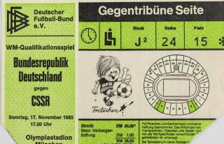 Vstupenka WM Q, Deutschlad v. ČSSR, 1985