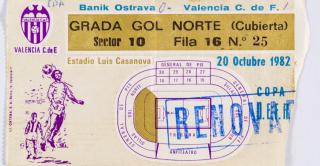 Vstupenky, Valencia C. de F. v. Banik Ostrava, 1982