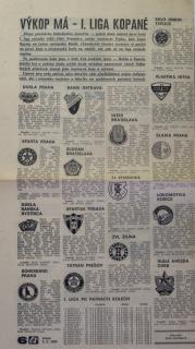 Výstřižek z novin, fotbal, Výkop má - I. liga kopané, 1983