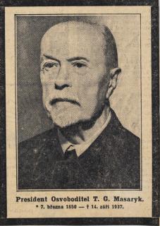 Výstřižek z novin - President osvoboditel T.G. Masaryk