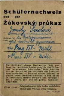 Žákovský průkaz , Realgymnasim in Prag, 1942