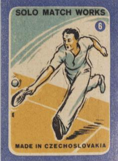 Zápalková nálepka, Tennis 6, 1958