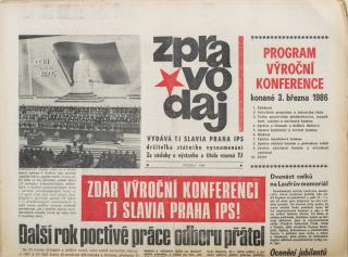 Zpravodaj TJ Slavia Praha, Březen 1986