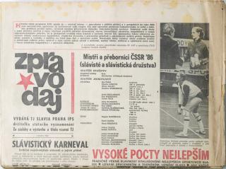 Zpravodaj TJ Slavia Praha, Leden, 1987