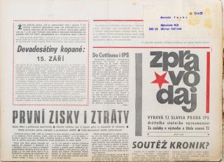 Zpravodaj TJ Slavia Praha, Září 1986