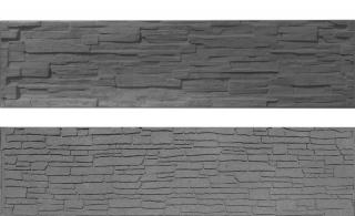 Betonová deska plotová, oboustranná – 200 x 50 cm, štípaný a skládaný kámen - grafit