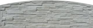 Betonová deska plotová rádius-oblouk, jednostranná – 200 x 50 cm, štípaný kámen