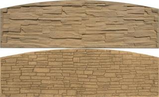 Betonová deska plotová rádius-oblouk, oboustranná – 200 x 50 cm, štípaný a skládaný kámen - pískovec