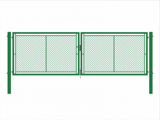Brána zahradní dvoukřídlá zelená, výška 155 x 500 cm, FAB, s výplní klasického pletiva