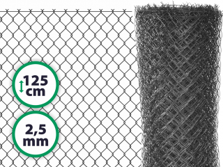 Čtyřhranné pletivo plotové poplastované s ND - výška 125 cm, drát 2,5 m, oko 50x50 mm, antracit