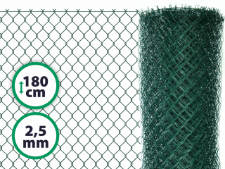 Čtyřhranné pletivo plotové poplastované s ND - výška 180 cm, drát 2,5 m, oko 50x50 mm, zelené