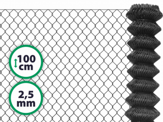 Čtyřhranné plotové poplastované pletivo bez ND – antracit, 100 cm, oko 50 x 50 mm