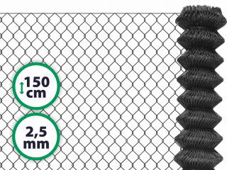Čtyřhranné plotové poplastované pletivo bez ND – antracit, 150 cm, oko 50 x 50 mm