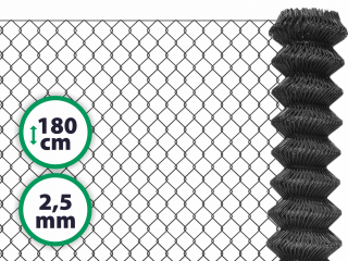 Čtyřhranné plotové poplastované pletivo bez ND – antracit, 180 cm, oko 50 x 50 mm