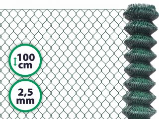 Čtyřhranné plotové poplastované pletivo bez ND – zelené, 100 cm, drát 2,5 mm