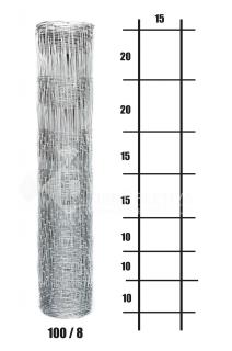 Lesnické pletivo uzlové - výška 100 cm, drát 1,8/2,2 mm, 8 drátů