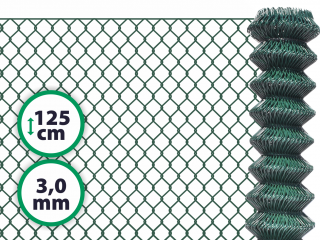 Pletivo poplastované SUPER – 125 cm bez ND (3,0 mm; 50x50 mm; PVC; zelené)