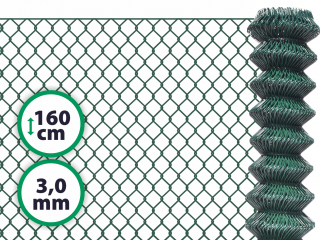 Pletivo poplastované SUPER – 160 cm bez ND (3,0 mm; 50x50 mm; PVC; zelené)