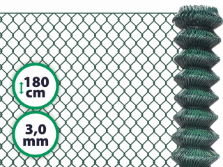 Pletivo poplastované SUPER – 180 cm bez ND (3,0 mm; 50x50 mm; PVC; zelené)