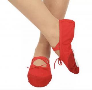 Baletní piškoty (gymnastické) Collor: Červená, Materiál: tkanina koženka, Velikost: 29