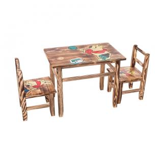 Dětský dřevěný stoleček s židličkami Zvolte variantu:: Medvídek Pú