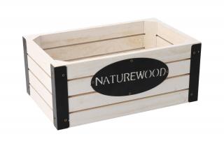 Dřevěná bedýnka s kovovými hranami nature wood 26 x 16 x 11 cm