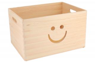 Dřevěná bedýnka s úsměvem 40 x 30 x 23 cm