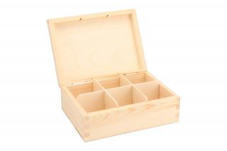 Dřevěná krabička na čaj (6 přihrádek)