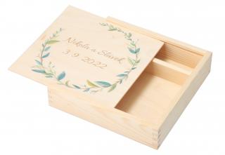 Dřevěná krabička na svatební fotografie