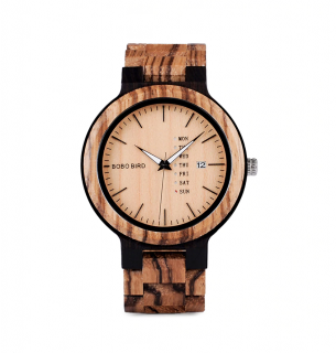 Dřevěné hodinky Bobo Bird s datumovkou - světlé