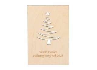 Dřevěné vánoční přání - PF stromeček
