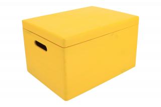 Dřevěný box s víkem 40x30x23 cm - žlutý