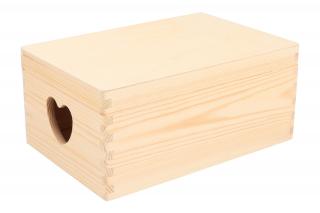 Dřevěný box s víkem a srdíčky